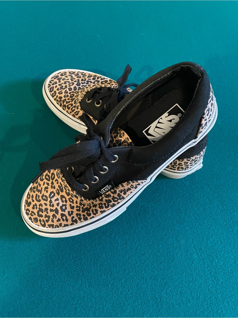 Vans Women's Leopard Print Low-Top Sneakers - Black & Tan